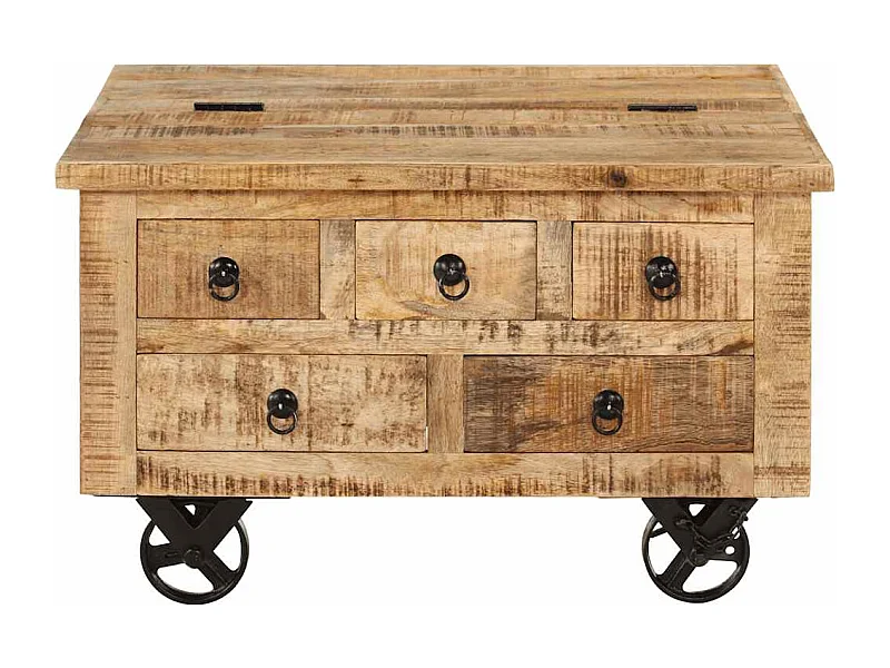 Couchtisch-Beistelltisch-Sofatisch Raues Mangoholz 70x70x40 cm SHL97906