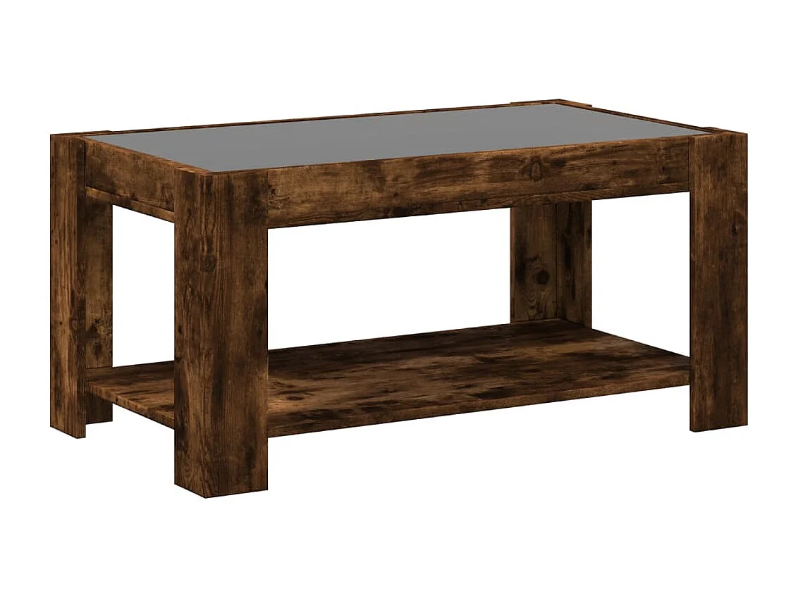 Table basse salon-Table d'appoint avec LED chêne fumé 93x53x45 cm bois d'ingénierie SHL23327