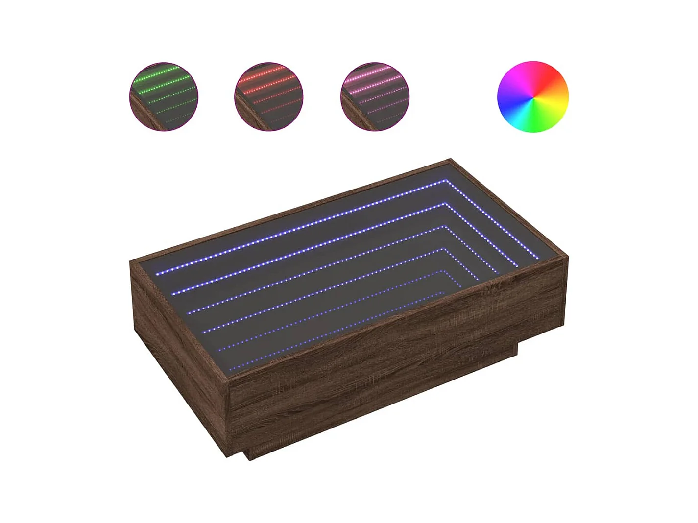 Table basse salon-Table d'appoint avec LED chêne marron 90x50x30 cm bois d'ingénierie SHL48482