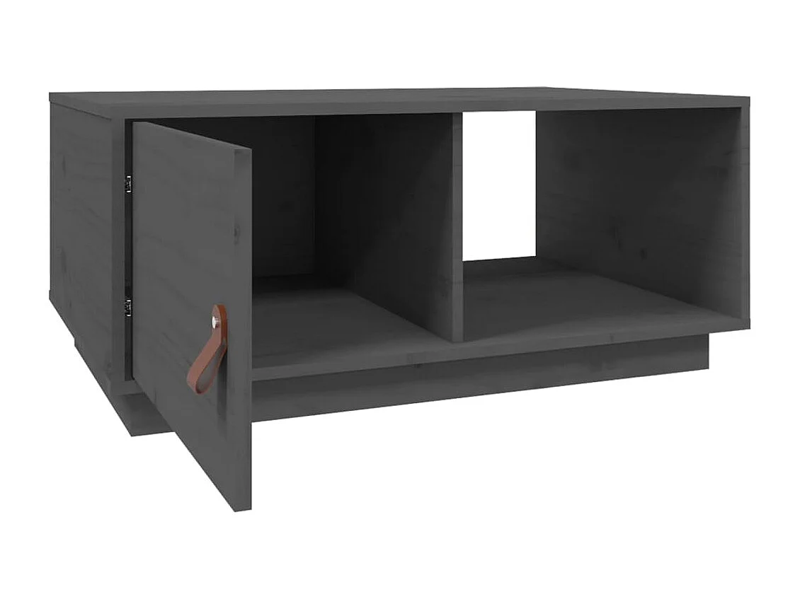 Mesa de centro | Mesa de apoio 80x80x35.5 cm madeira de pinho maciça cinza