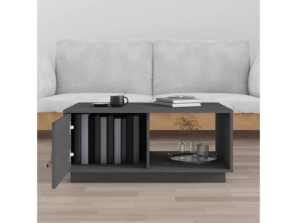 Couchtisch-Sofatisch-Beistelltische Grau 80x50x35,5 cm Massivholz Kiefer SHL5359