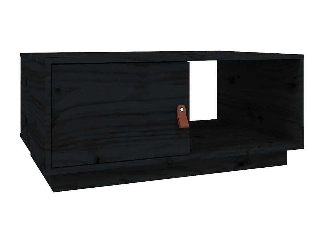 Tavolino da Salotto-Tavolino da Caffè Laterale Nero 80x50x35.5cm in Legno Massello di Pino SHL74759