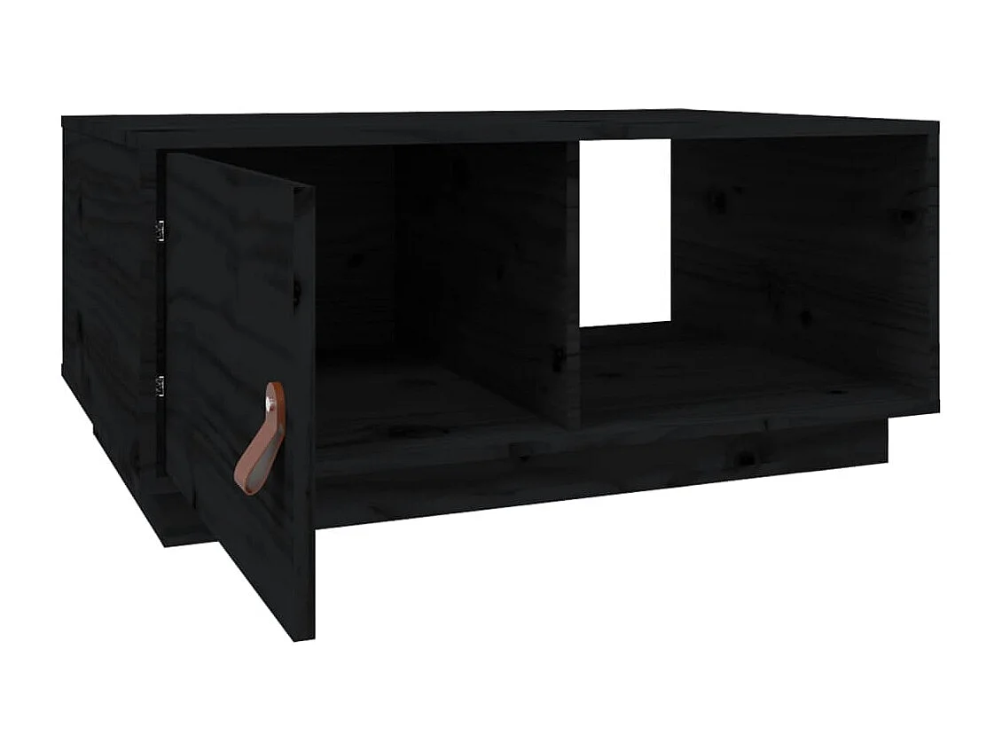 Tavolino da Salotto-Tavolino da Caffè Laterale Nero 80x50x35.5cm in Legno Massello di Pino SHL74759