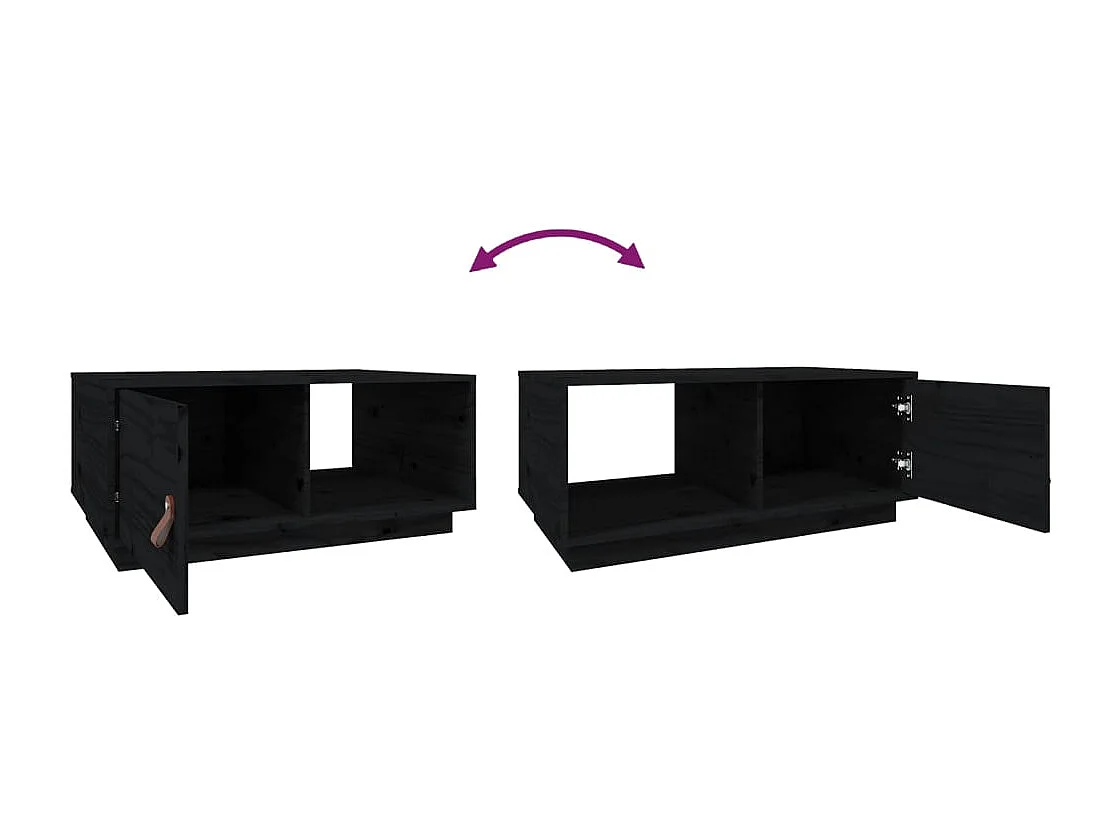 Tavolino da Salotto-Tavolino da Caffè Laterale Nero 80x50x35.5cm in Legno Massello di Pino SHL74759