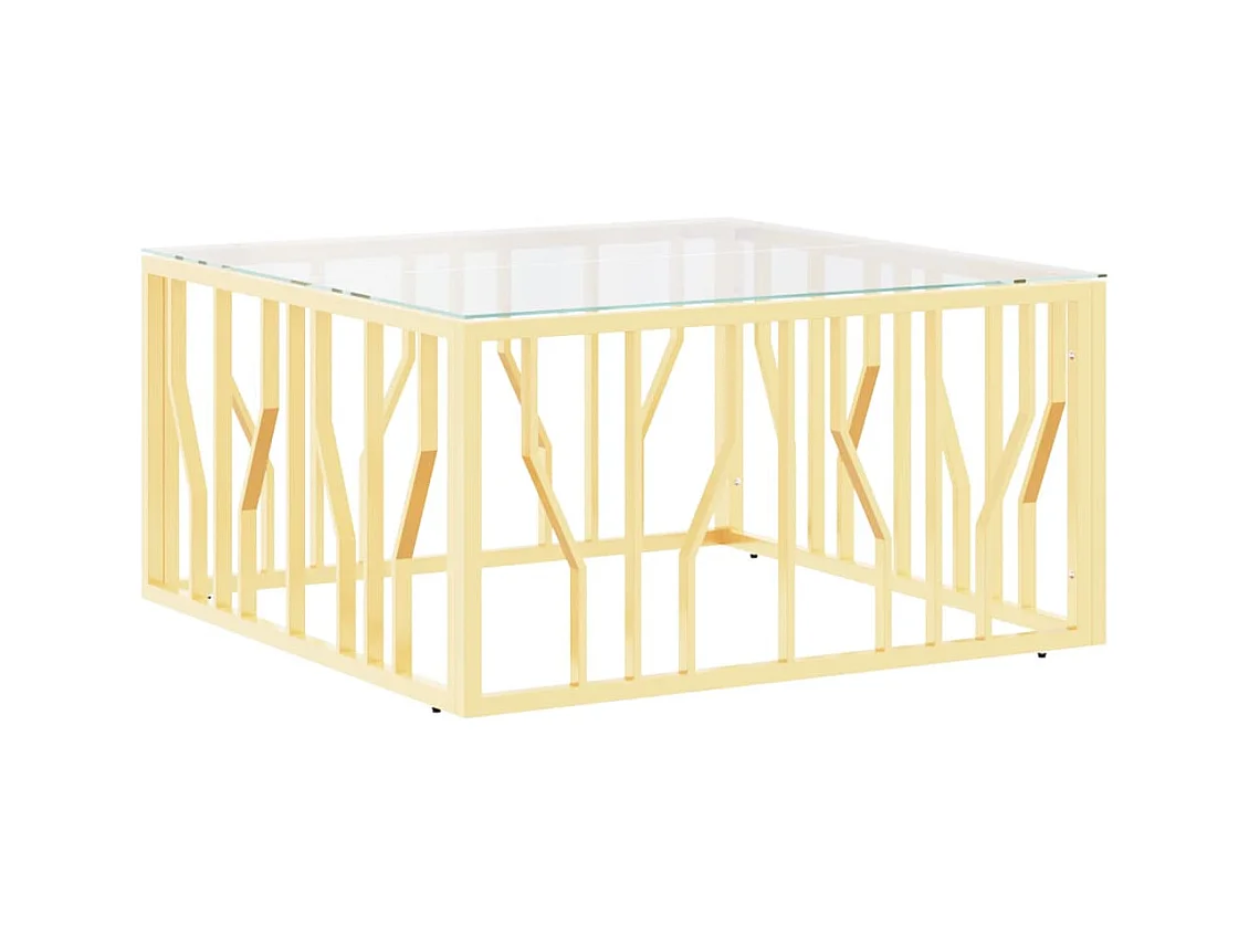 Table basse salon-Table d'appoint doré 80x80x40 cm acier inoxydable et verre SHL27128