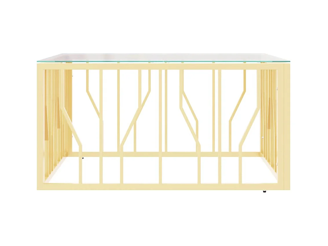 Table basse salon-Table d'appoint doré 80x80x40 cm acier inoxydable et verre SHL27128