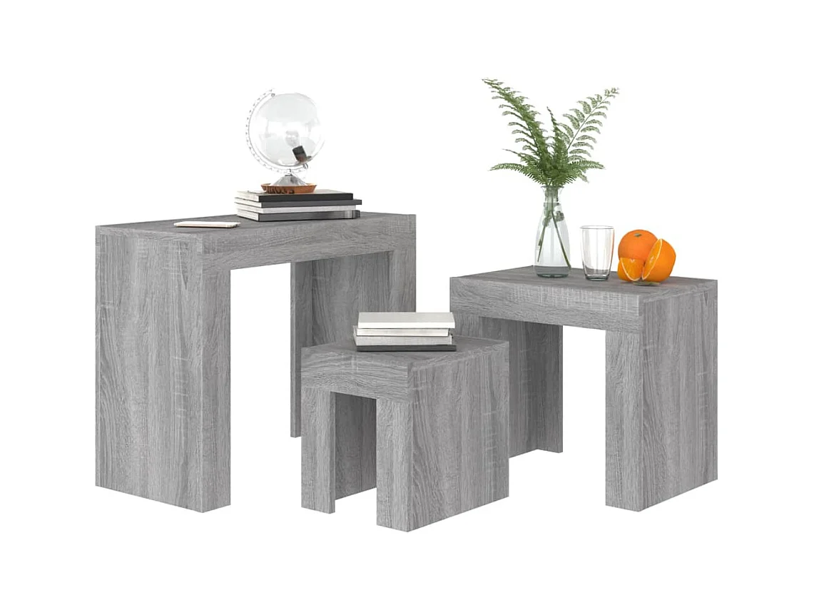 Tables basses gigognes 3 pièces sonoma gris bois d'ingénierie SHL56053