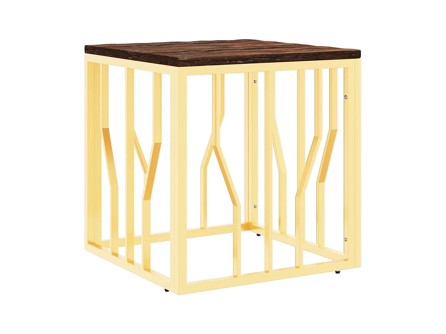 Table basse salon-Table d'appoint doré acier inoxydable et bois massif récupération SHL16312