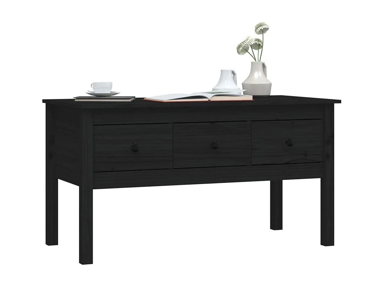Couchtisch-Wohnzimmertisch-Beistelltische Schwarz 102x49x55 cm Massivholz Kiefer SHL70288