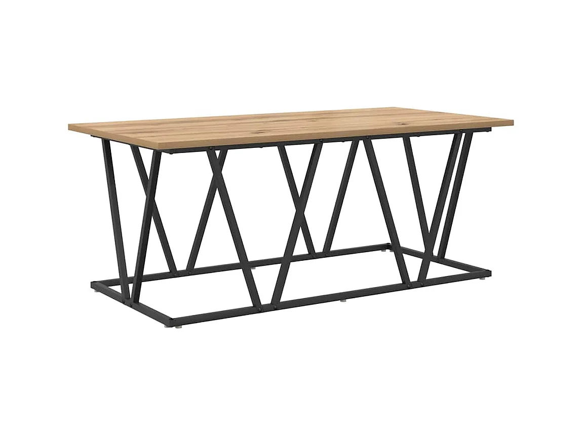 Table basse salon-Table d'appoint Artisan en chêne 100x50x40 cm, bois reconstitué et métal SHL12207