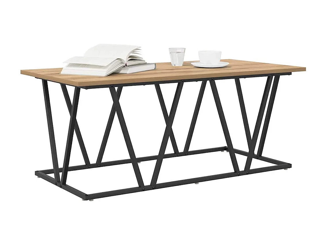 Couchtisch-Wohnzimmertisch-Beistelltische Artisan-Eiche 100x50x40 cm Sperrholz und Metall SHL87638