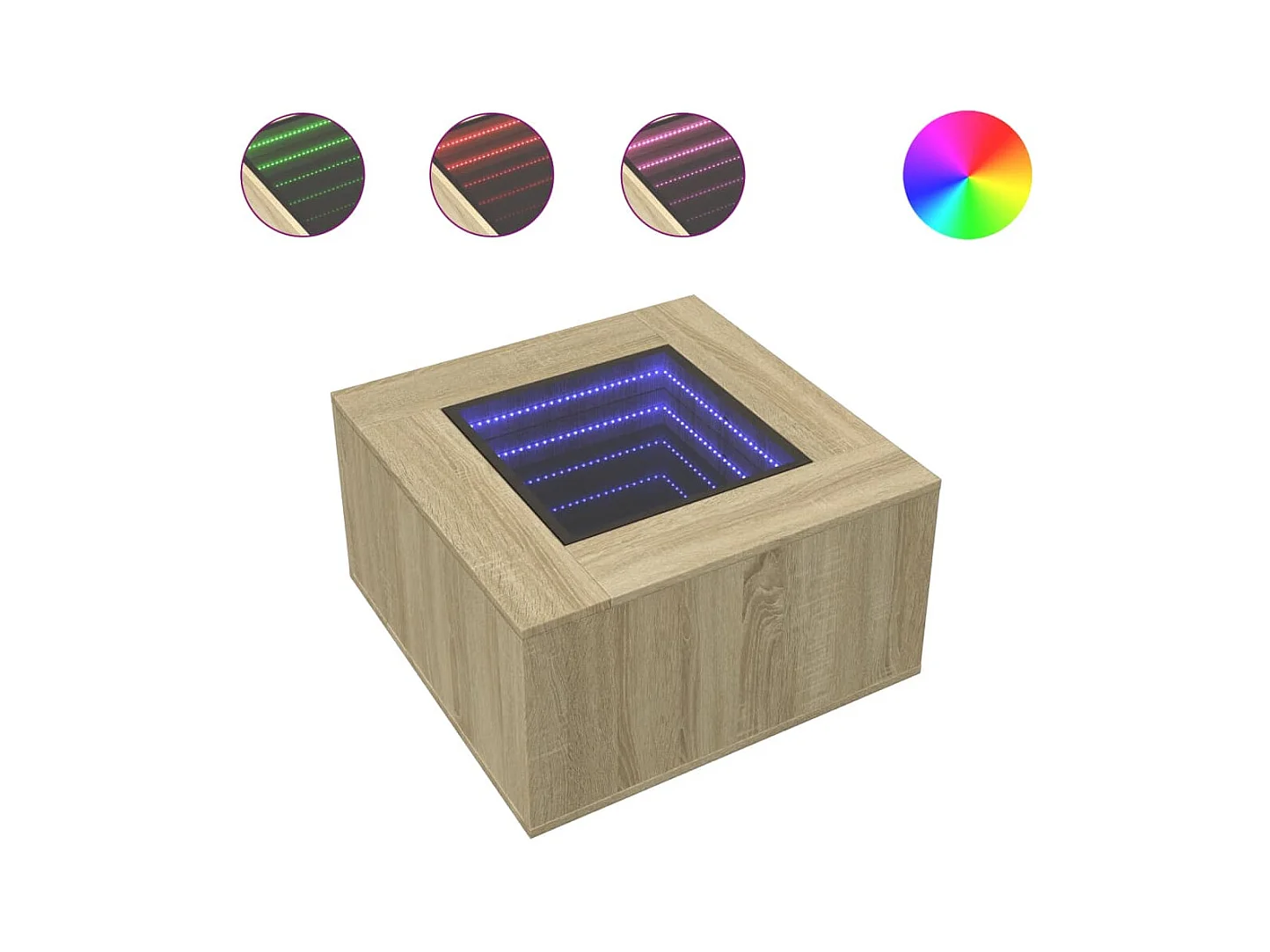 Table basse salon-Table d'appoint avec LED chêne sonoma 60x60x40 cm bois d'ingénierie SHL95450