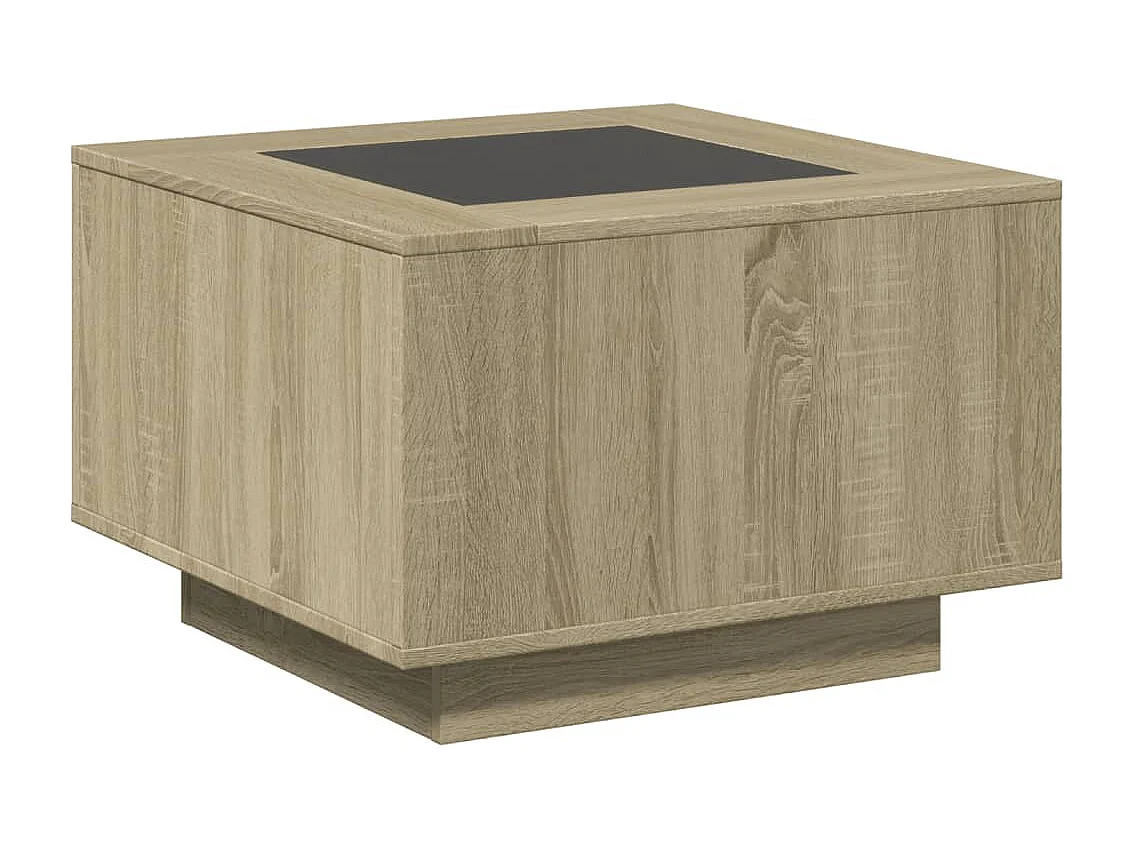 LED Couchtisch-Beistelltische-Sofatisch Sonoma-Eiche 60x60x40 cm Holzwerkstoff SHL61565