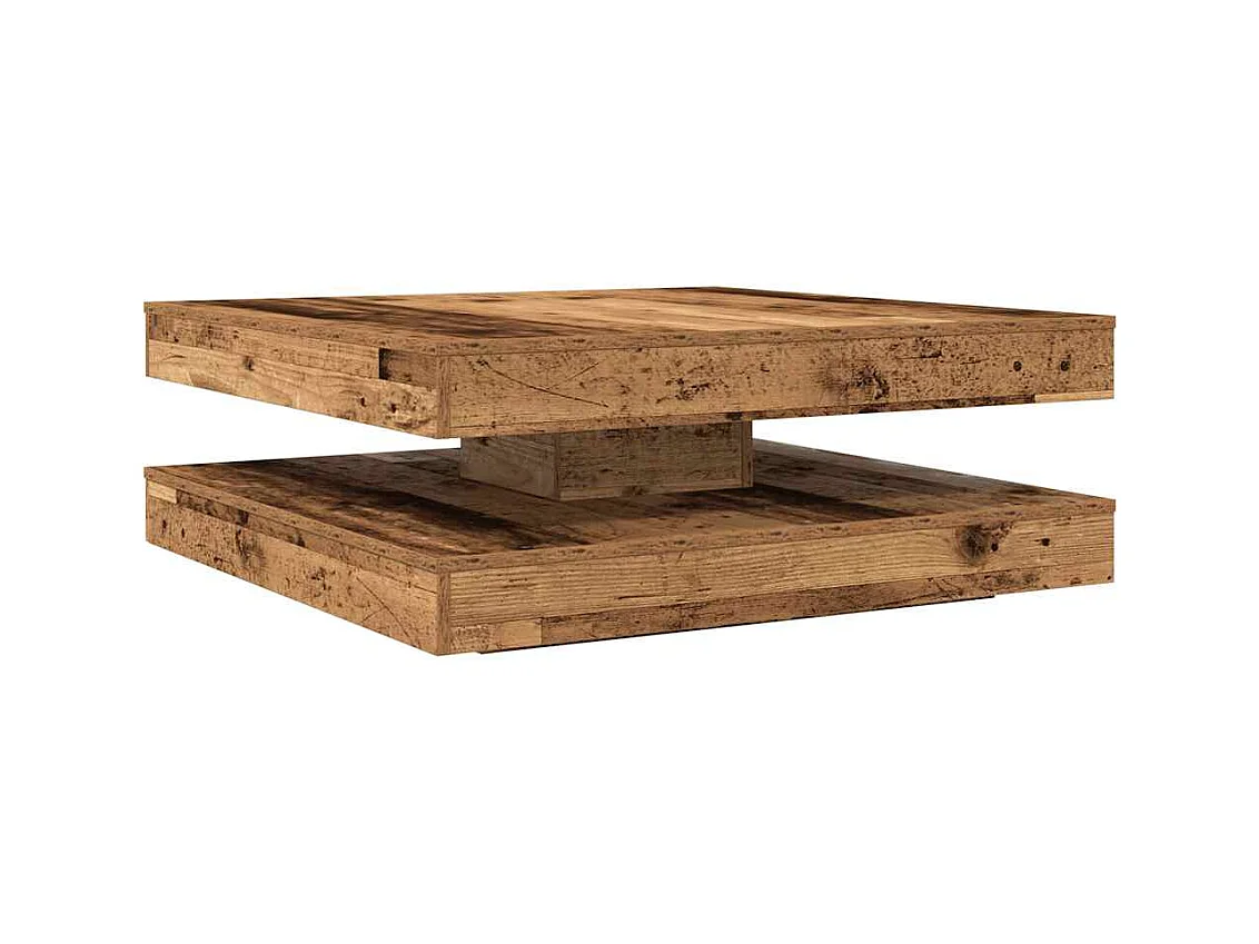 Table basse salon-Table d'appoint rotative à 360 degrés vieux bois 90x90x34,5 cm SHL76957