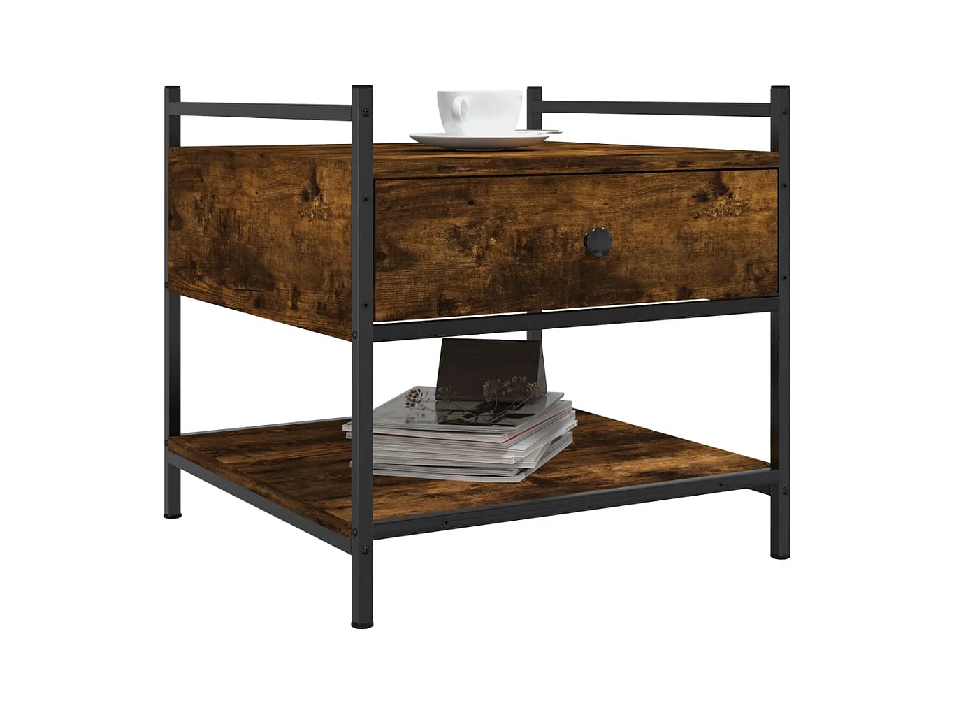 Mesa de centro-Mesa auxiliar acero inoxidable madera maciza traviesa dorado SHL1636