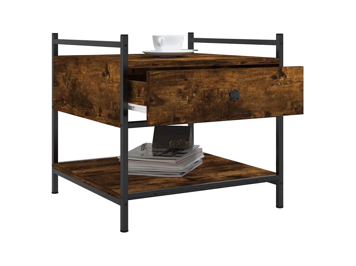 Mesa de centro-Mesa auxiliar acero inoxidable madera maciza traviesa dorado SHL1636