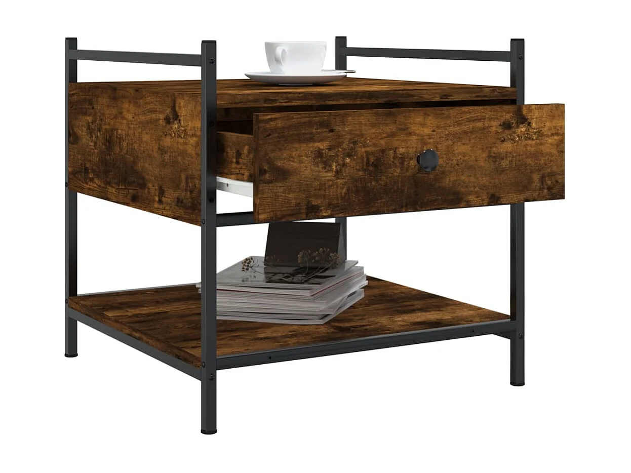 Couchtisch-Wohnzimmertisch-Beistelltische Räuchereiche 50x50x50 cm Holzwerkstoff SHL5833