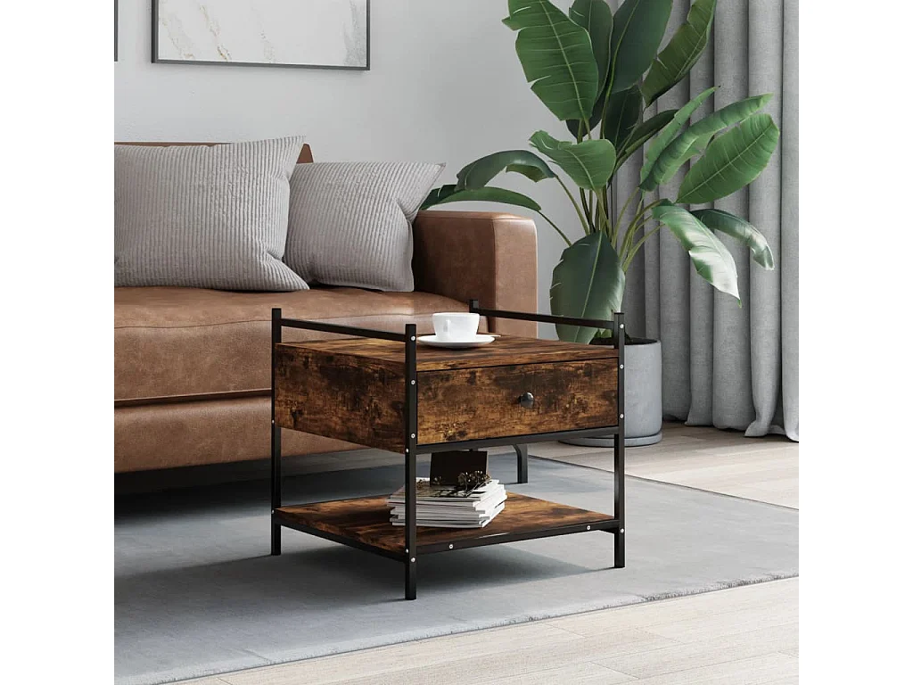 Couchtisch-Wohnzimmertisch-Beistelltische Räuchereiche 50x50x50 cm Holzwerkstoff SHL5833