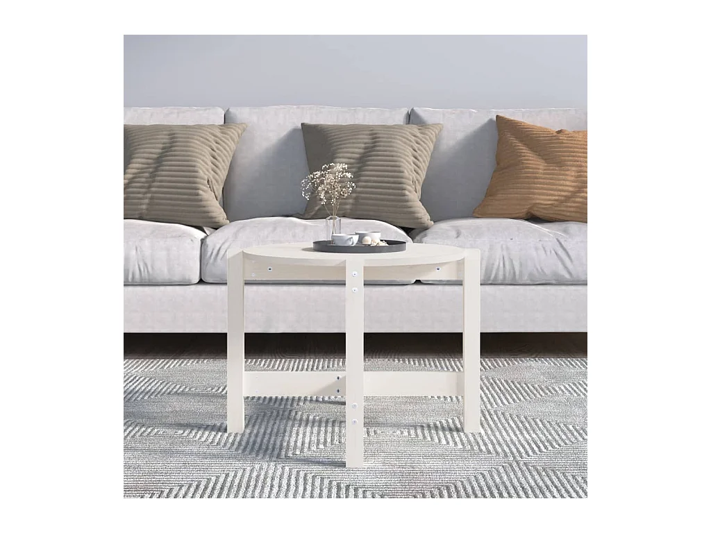 Table basse salon-Table d'appoint Blanc Ø 62,5x45 cm Bois massif de pin SHL70552