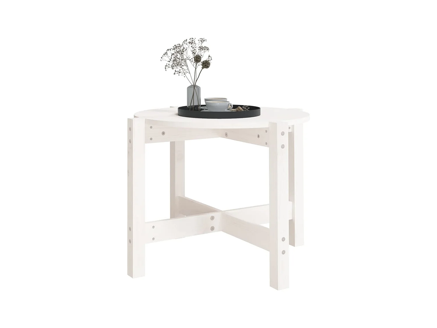 Table basse salon-Table d'appoint Blanc Ø 62,5x45 cm Bois massif de pin SHL70552