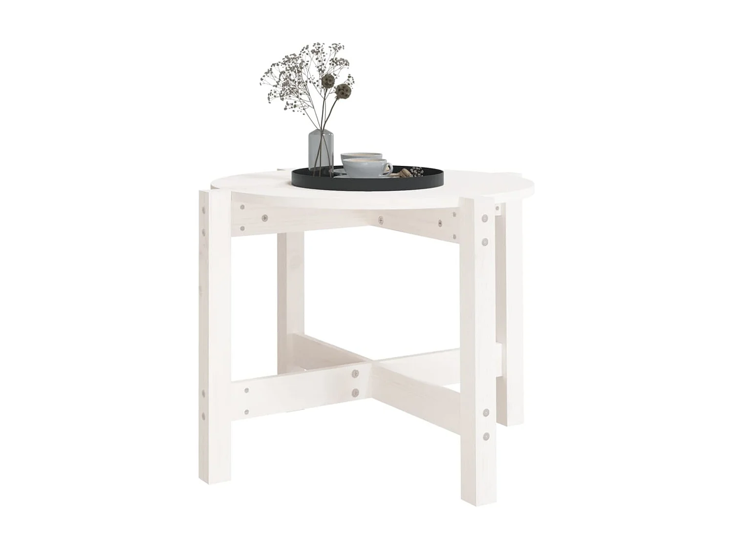 Mesa de centro | Mesa auxiliar madera de ingeniería blanco 60x60x30 cm SHL4402