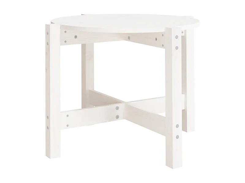 Mesa de centro | Mesa de apoio Ø 62.5x45 cm madeira de pinho maciça branco