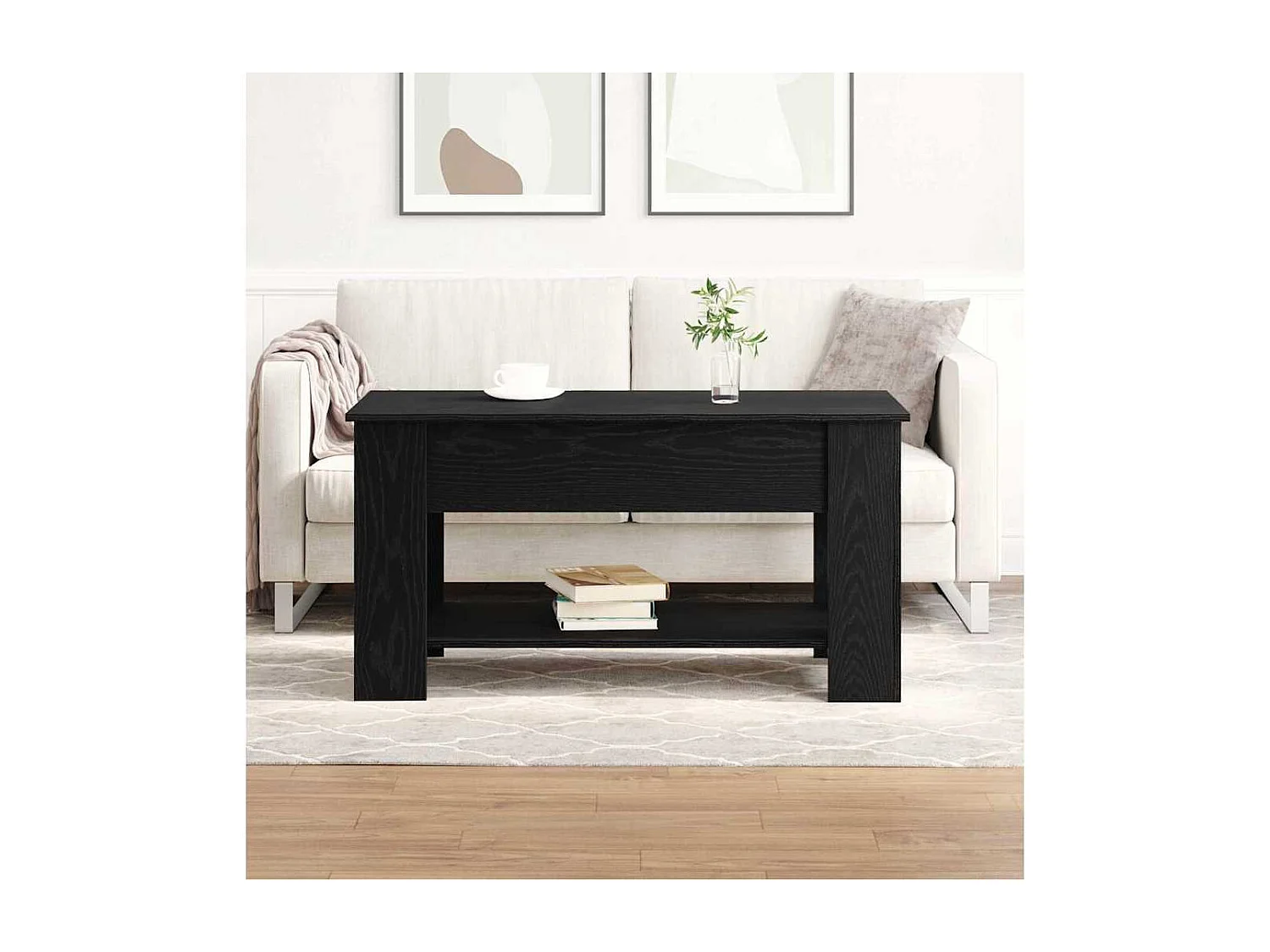 Mesa de centro-Mesa auxiliar-Mesita de centro madera contrachapada negro 57x57x30 cm SHL661190