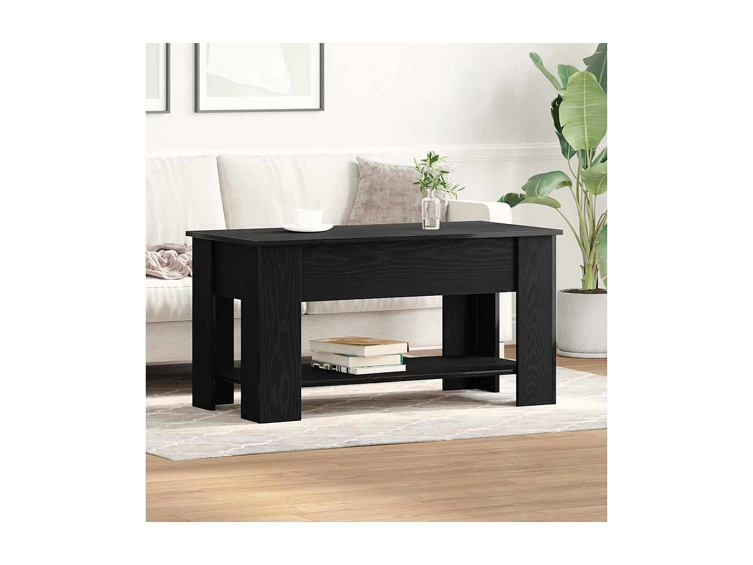Tavolino da Salotto-Tavolino da Caffè Laterale Rovere nero 101x49x52 cm SHL38712