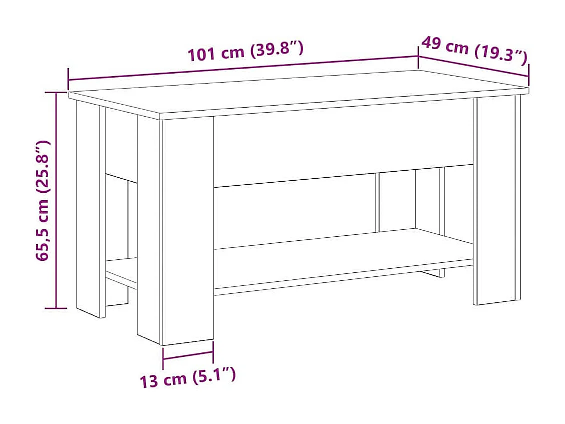 Tavolino da Salotto-Tavolino da Caffè Laterale Rovere nero 101x49x52 cm SHL38712