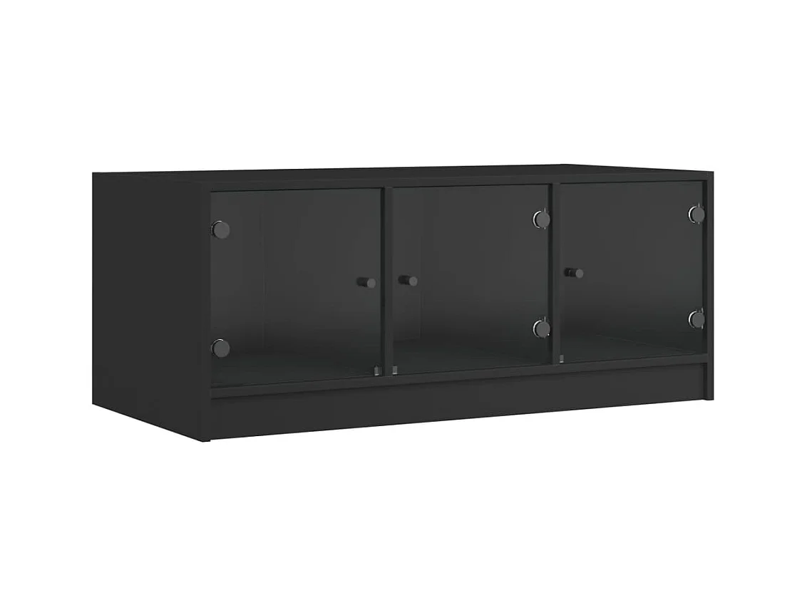 Table basse salon-Table d'appoint avec portes en verre noir 102x50x42 cm SHL69015