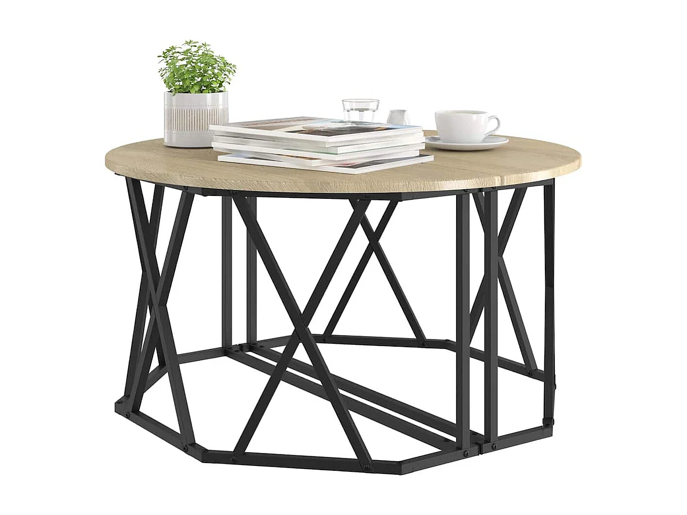 Mesa de centro-Mesa auxiliar-Mesita de centro madera de ingeniería negro 102x55,5x52,5 cm SHL3553