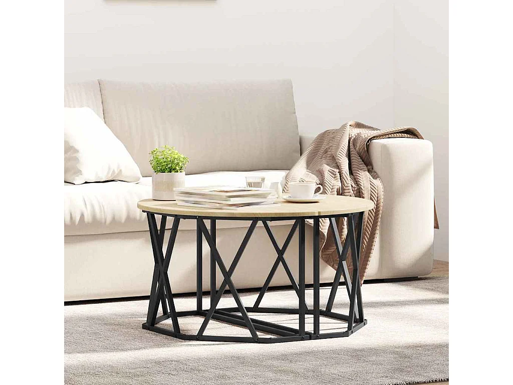 Mesa de centro-Mesa auxiliar-Mesita de centro madera de ingeniería negro 102x55,5x52,5 cm SHL3553