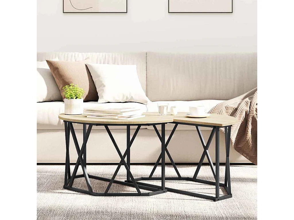 Couchtisch-Wohnzimmertisch-Beistelltische Sonoma-Eiche 80x80x42 cm SHL72085