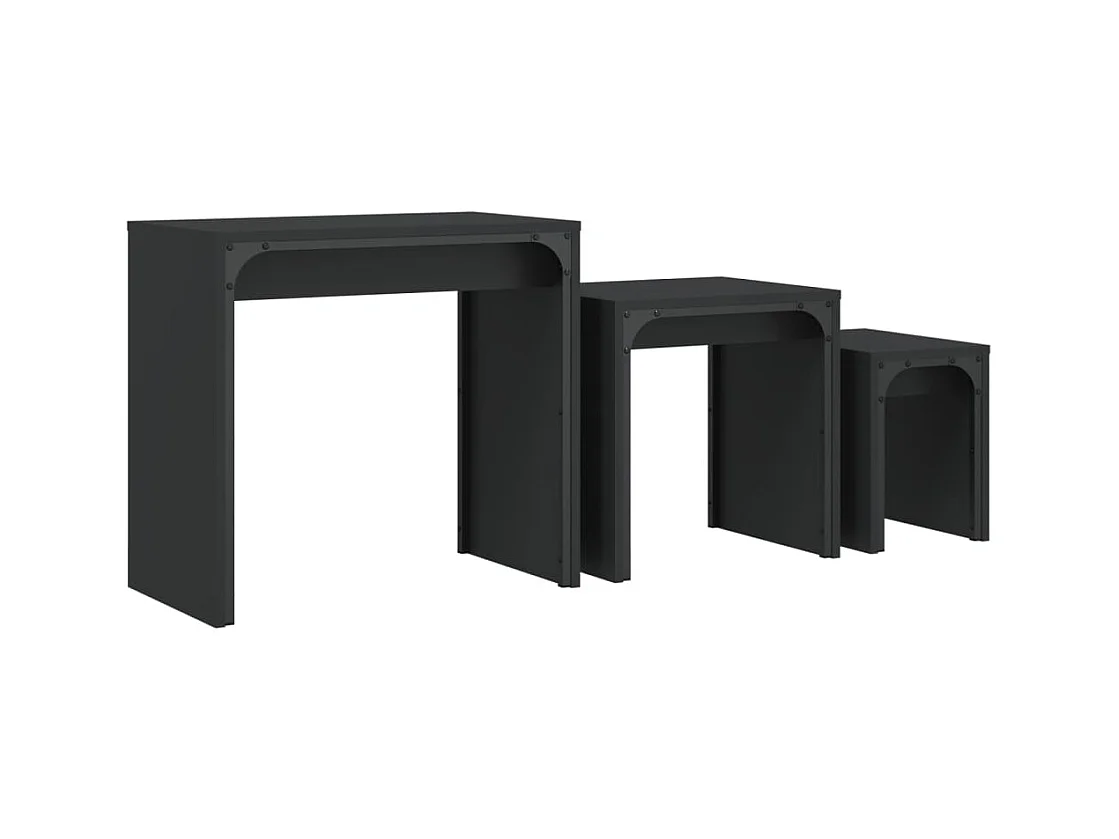 Tables basses gigognes 3 pièces noir bois d'ingénierie pour Salon, Chambre SHL81691