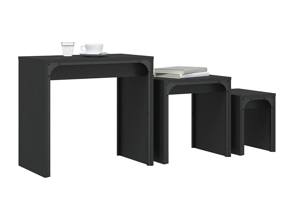 Couchtisch 3er Set-Satztische-Sofatisch Schwarz Holzwerkstoff SHL56566