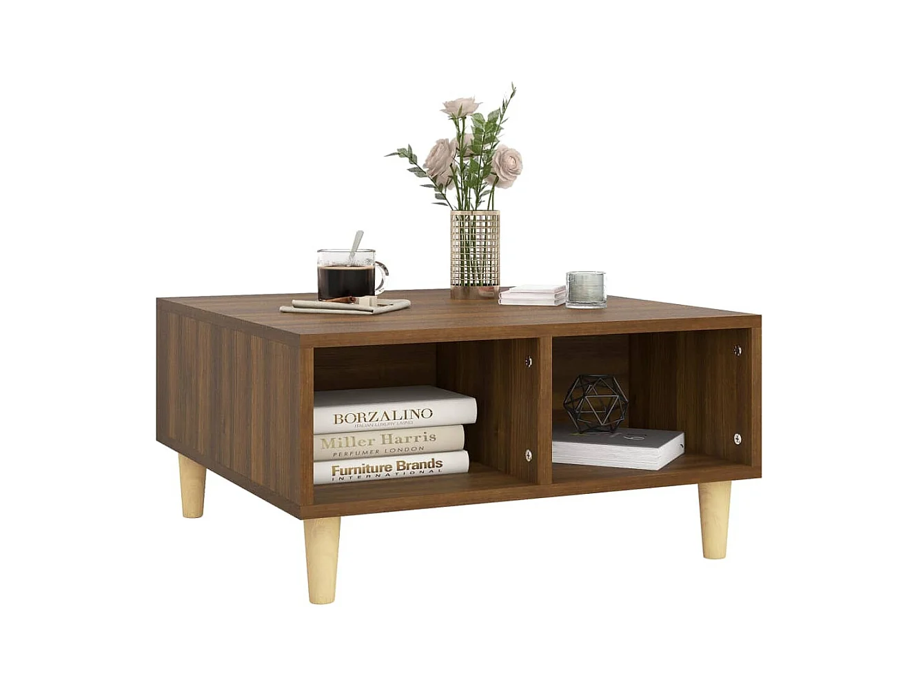 Mesa de centro | Mesa auxiliar madera contrachapada blanco brillo 102x50x40 cm SHL1644