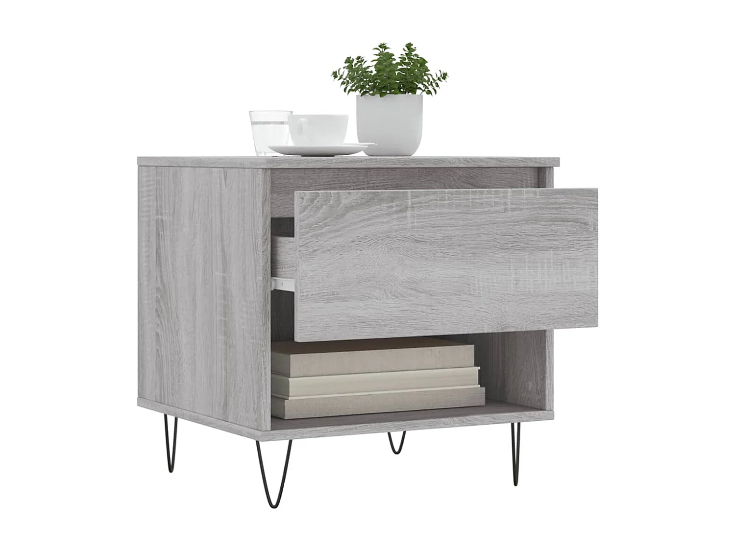 Mesa de centro | Mesa auxiliar madera y metal gris Sonoma 60,5x60,5x30 cm SHL372665