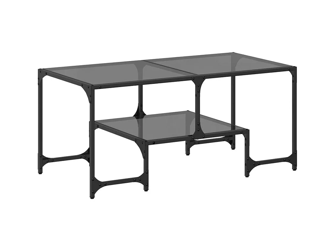 Table basse salon-Table d'appoint-dessus en verre noir 98,5x50x45 cm acier SHL78442