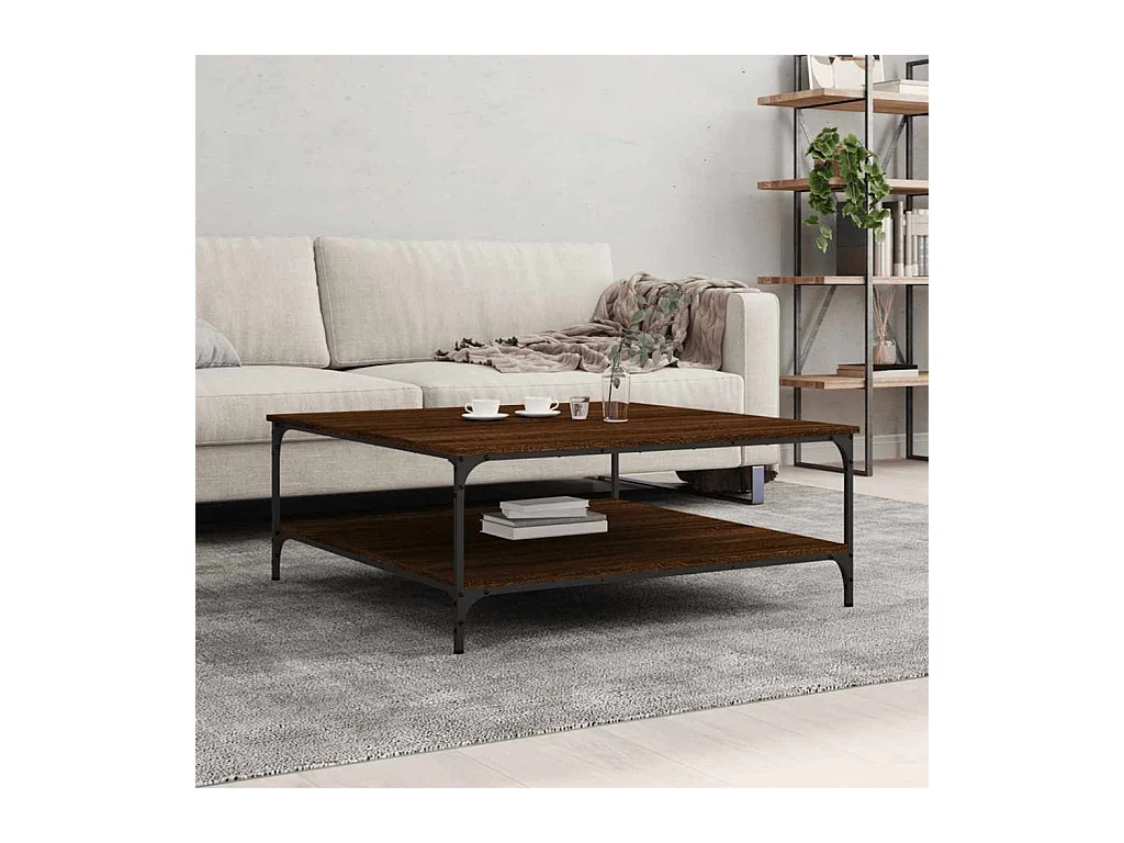 Table basse salon-Table d'appoint chêne marron 100x100x40 cm bois d'ingénierie SHL53032