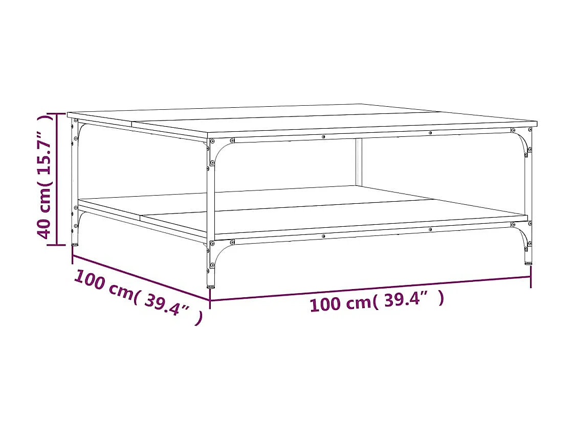 Table basse salon-Table d'appoint chêne marron 100x100x40 cm bois d'ingénierie SHL53032