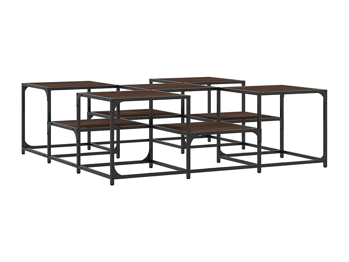 Couchtisch-Wohnzimmertisch-Beistelltische Braun Eichen-Optik 121x121x40 cm Holzwerkstoff SHL55661