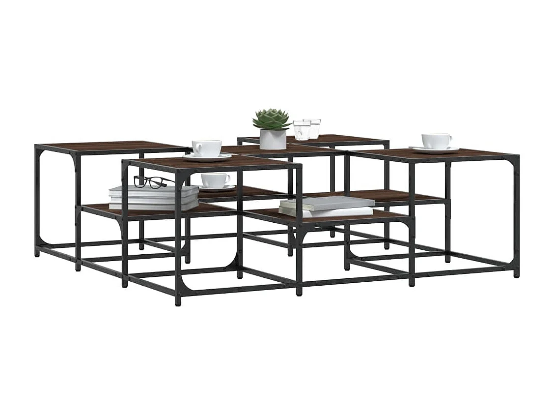 Couchtisch-Wohnzimmertisch-Beistelltische Braun Eichen-Optik 121x121x40 cm Holzwerkstoff SHL55661