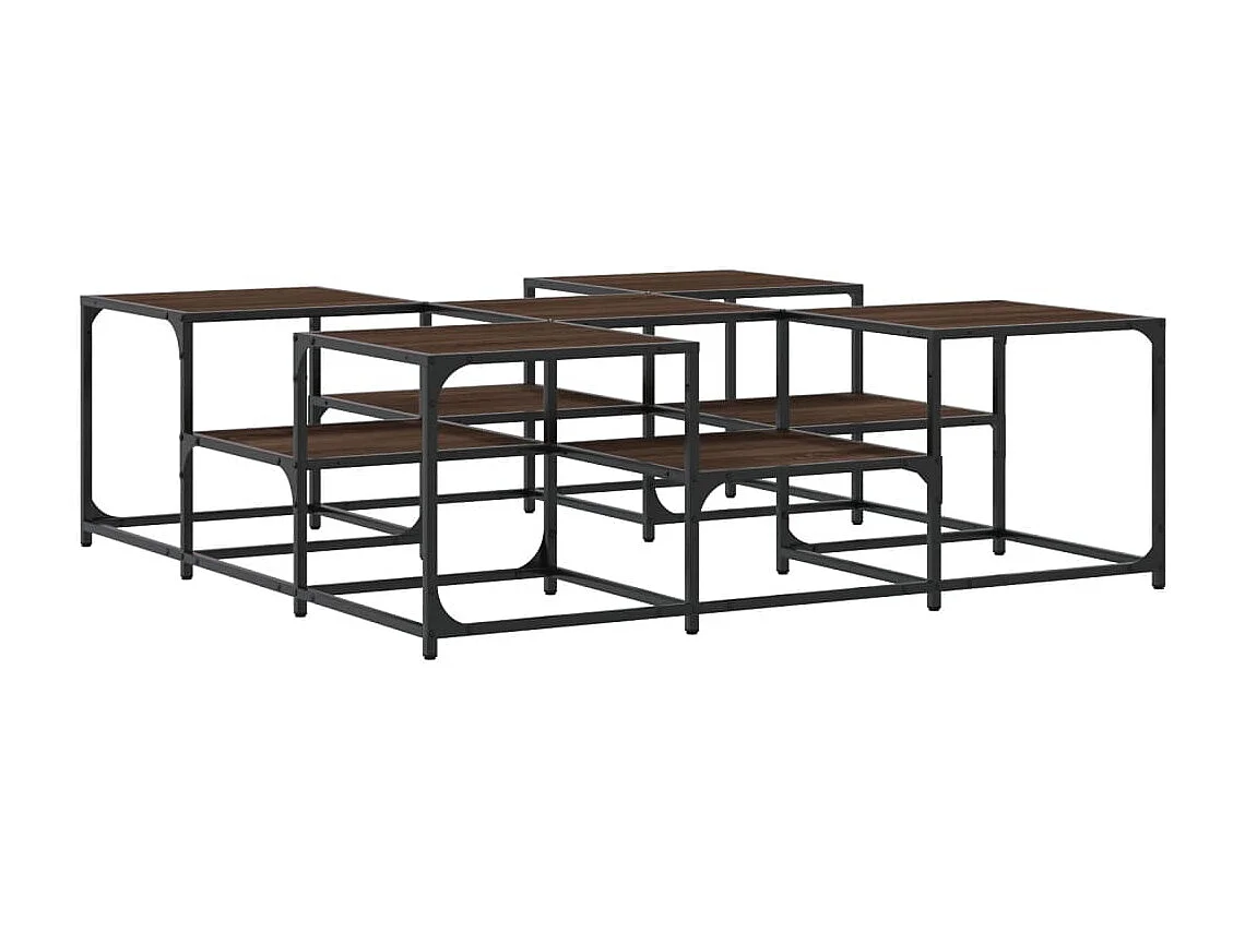 Couchtisch-Wohnzimmertisch-Beistelltische Braun Eichen-Optik 121x121x40 cm Holzwerkstoff SHL55661