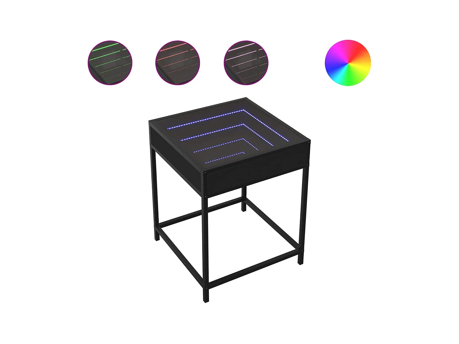 Table basse salon-Table d'appoint avec LED Infinity noir 40x40x51 cm SHL732