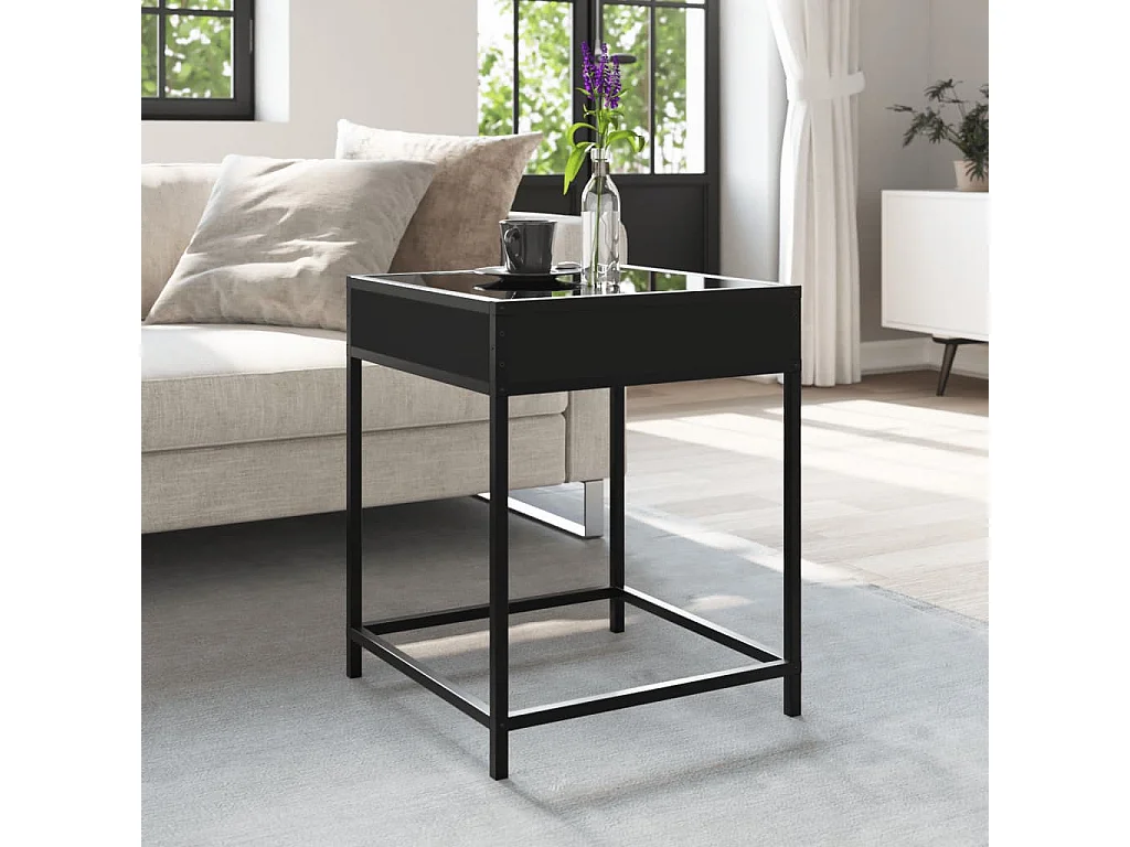Table basse salon-Table d'appoint avec LED Infinity noir 40x40x51 cm SHL732