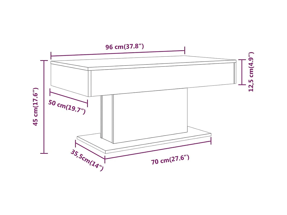 Table basse salon-Table d'appoint Sonoma gris 96x50x45 cm Bois d'ingénierie SHL71091