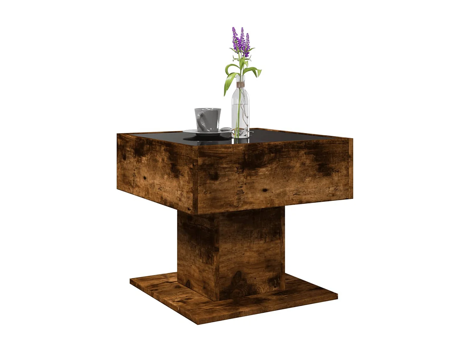 LED Couchtisch-Beistelltische-Sofatisch Räuchereiche 50x50x45 cm Holzwerkstoff SHL98841