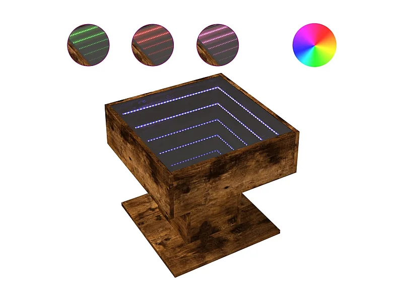 LED Couchtisch-Beistelltische-Sofatisch Räuchereiche 50x50x45 cm Holzwerkstoff SHL98841