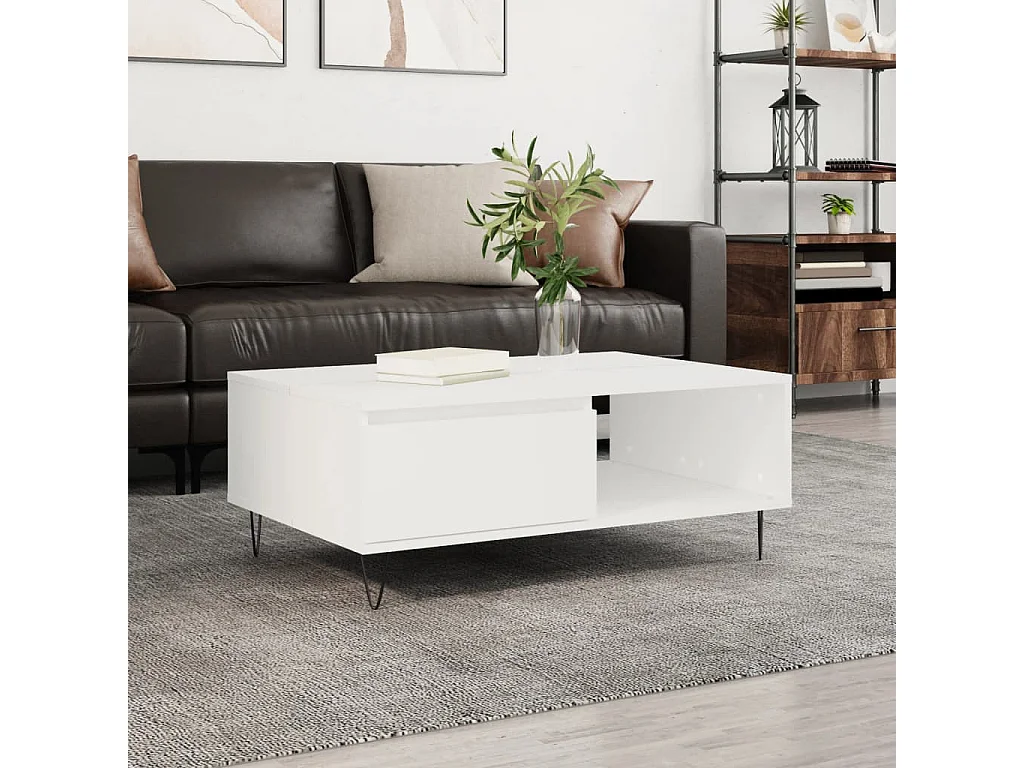 Couchtisch-Wohnzimmertisch-Beistelltische Weiß 90x60x35 cm Holzwerkstoff SHL98796