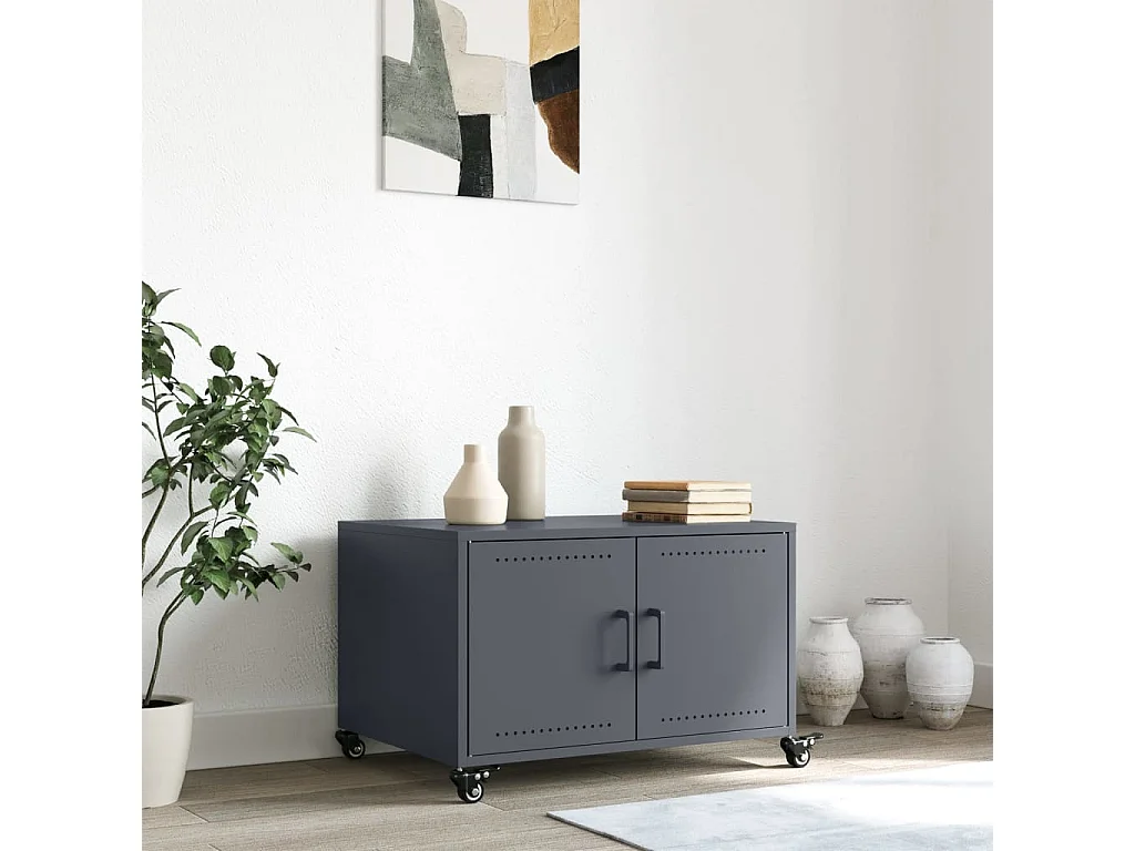 Table basse salon-Table d'appoint anthracite 68x50x43,5 cm acier SHL3684